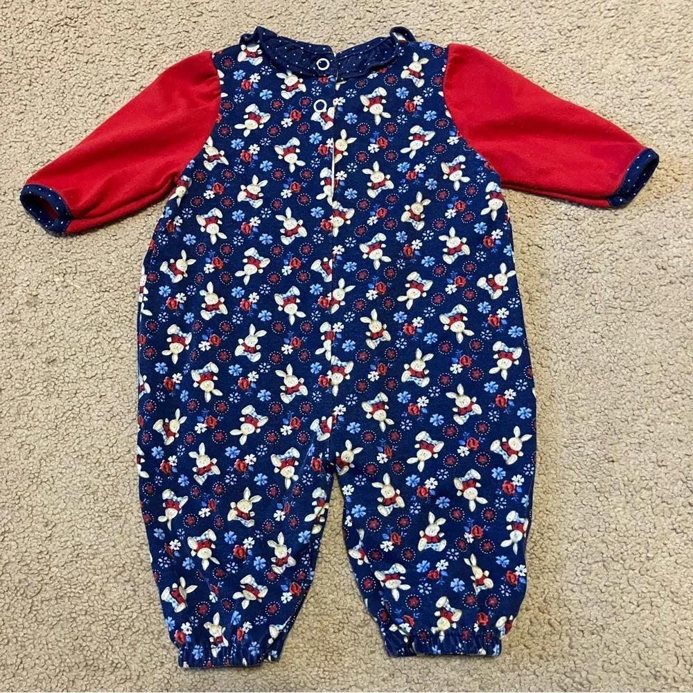 Vintage Healthtex baby bubble romper/ jumper “little bunny” pattern Sz 0-5 Month